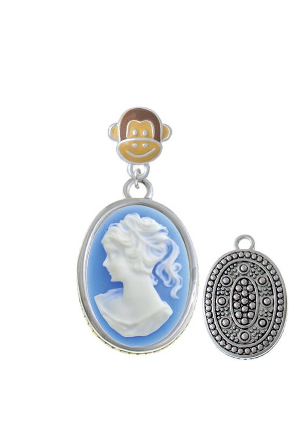 Oval - Blue Cameo - Monkey Face Charm Bead