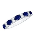 thumbnail image 1 of Rosec Jewels Blue Sapphire Half Eternity Wedding Ring for Women - Natural Blue Sapphire Diamond Ring - with Jewelry Box, 10K White Gold, US 6.50, 1 of 9