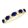 thumbnail image 1 of Rosec Jewels Blue Sapphire Half Eternity Wedding Ring for Women - Natural Blue Sapphire Diamond Ring - with Jewelry Box, 10K Yellow Gold, US 4.50, 1 of 9