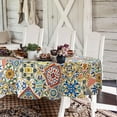 thumbnail image 1 of Oval Boho Tablecloth 60x84 Inch, Plaid Bohemian Polyester Waterproof Tablecloth, French Farmhouse Plaid Boho Table Cloth for Indoor and Outdoor, Holiday Kitchen Dining and Party, 1 of 6
