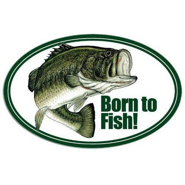 Oval Born to Fish Largemouth Bass 3M Reflective sticker