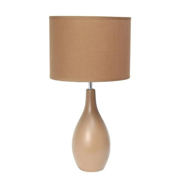 Oval Bowling Pin Base Ceramic Table Lamp, Light Brown