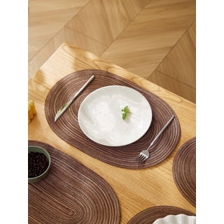 Tabletex Oval Braided Placemats Set of 4 Woven 12x18 inch Heat Resistant Place Mats for Dining Table Decor (Brown, 4)