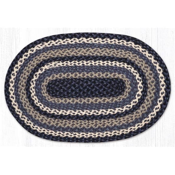 Oval Braided Rug - Blue Gray & Ivory - 20 x 30 in. - Durable Design