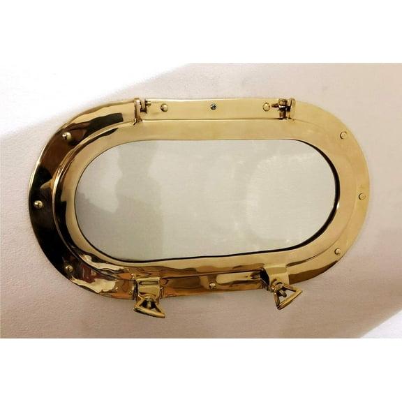 Oval Brass Porthole Gold Finish Port Mirror Wall Hanging Ship Porthole Home Decor