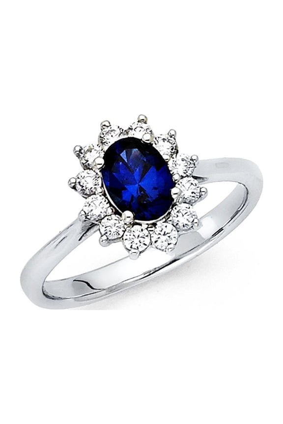 Oval CZ Halo Engagement Ring 14k White Gold Anniversary Flower CZ Ring Bridal Solitaire Band Size 6