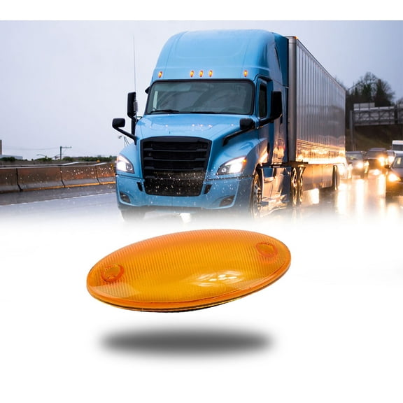 Oval Cab Roof Marker Light Compatible with Select International (1986-2019) Truck Models - Amber Lens LED, 12V - 3529-900-C, IH3529900C, S-25322, 888-5125
