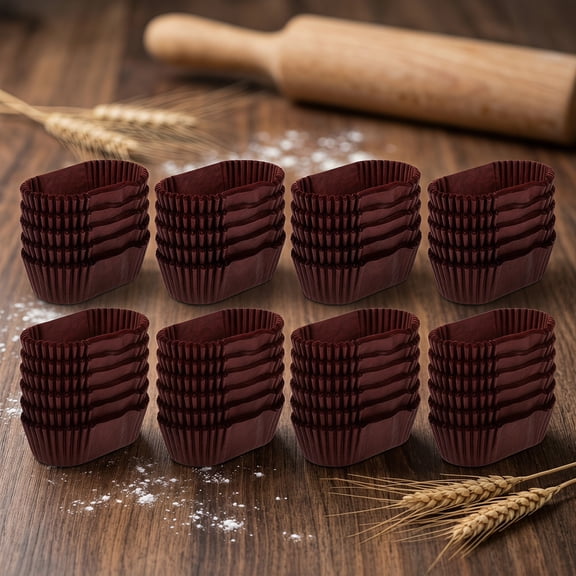 Angoily 1000PCS Brown Paper Cupcake Baking Cups Oval Mini Liners for Cupcakes, Muffins, Mini Snacks, and Mini Loaf Baking