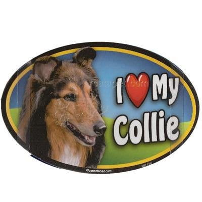 Prismatix Collie Oval Car Magnet - 6x4 Inch Vinyl Dog Breed Magnet For Cars, Fridge, Mailbox