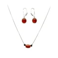 thumbnail image 1 of Oval Carnelian Black Onyx Stone Station Sterling Silver Box Chain Necklace Adjustable, Earrings 20", 1 of 4