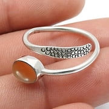 Oval Carnelian Stone 925 Sterling Silver Mother Statement Ring Jewelry Size 7.5