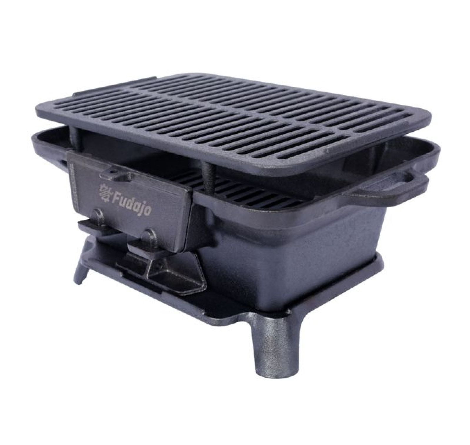 Oval Cast Iron Grill Outdoor, Portable Charcoal Grill and Cast Iron Skillet - 100% Cast Iron, Enameled, Durable, Small Charcoal Grill, , Hibachi Grill