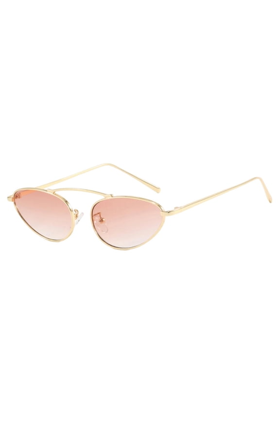 Oval Cat Eye Sunglasses with Metal Frame for Women 90s Retro Style UV400 Protection Lightweight