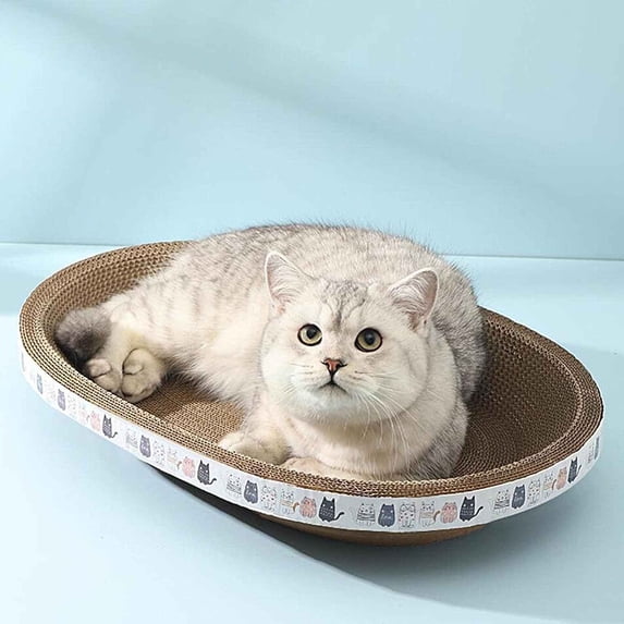 Oval Cat Scratcher Board,Cardboard Cat Scratcher For Indoor Cats,Large Cat Scratching Board, Cat Scratch Bed Pad With Catnip,Cat Scratcher Bowl Furniture Protecter