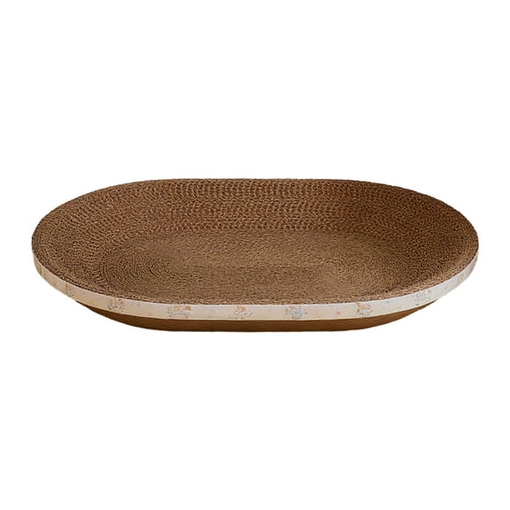 Oval Cat Scratcher Lounge Corrugated Cardboard Scratch Pad Bed, 2-in-1 Scratching & Lounging Board for Indoor Cats, Sturdy Rest Rim for Small Medium Large Cats Daily Play Rest