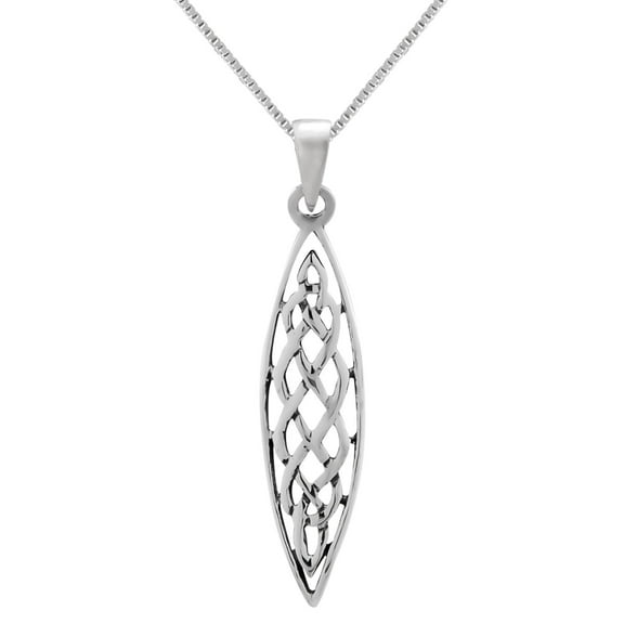 Oval Celtic Knot Pendant 925 Sterling Silver Necklace