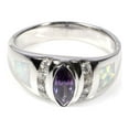 thumbnail image 1 of Oval Center Simulated Amethyst Cubic Zirconia White Simulated Opal Ring Sterling Silver Size 6, 1 of 3