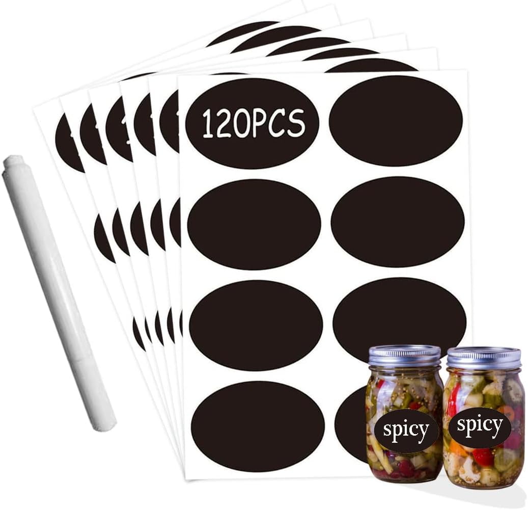Oval Chalkboard Labels with 1 White Pen 1.3×1.9inch Blackboard Vinyl