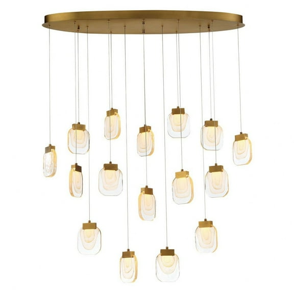 37194-017 Eurofase Lighting Paget Oval Chandelier 16 Light-Gold Finish