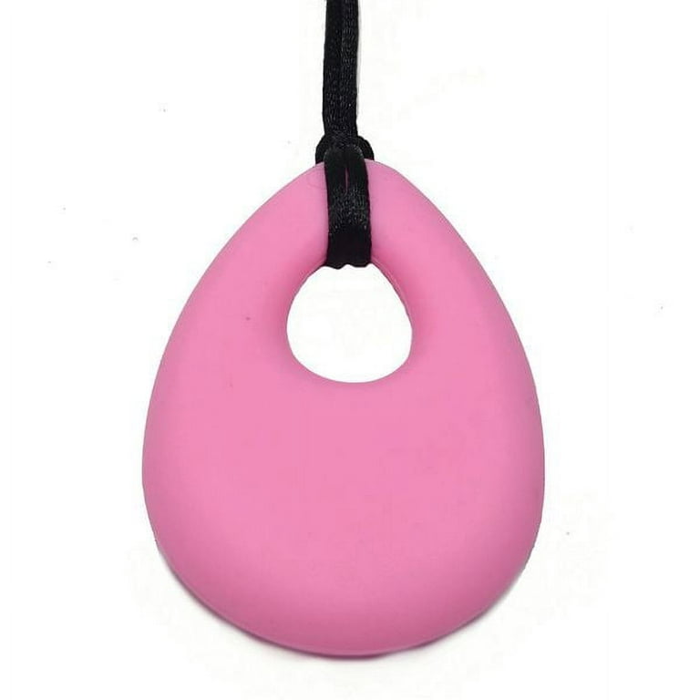 Oval Chewy Pendant With Breakaway Clasp Necklace- Baby Doll Pink Color 