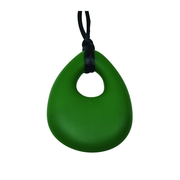 Oval Chewy Pendant With Breakaway Clasp Necklace- Forest Green Color