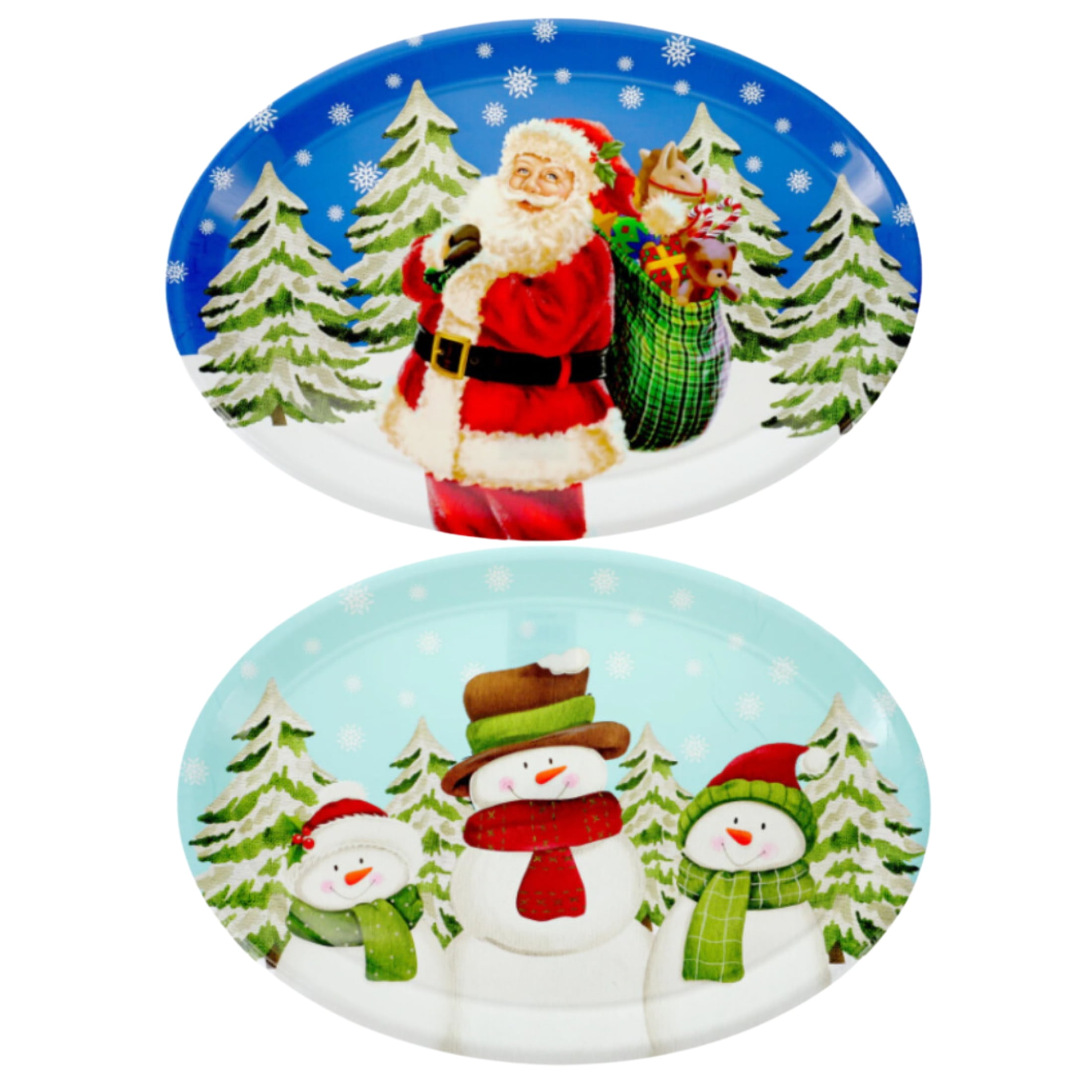 Oval Christmas Platters Reusable Plastic Dinner Plates Serving Tray ...