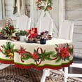 thumbnail image 1 of Oval Christmas Tablecloth,Poinsettia Holly Pine Cone Christmas Table cloth,Polyester Waterproof Wrinkle Resistant Durable Tablecloth For Holidays,Kitchen,Winter And Home Decor,Oval Tablecloth 54x72In, 1 of 6