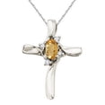 thumbnail image 1 of Oval Citrine and Diamond Cross Necklace Pendant 14k White Gold, 1 of 1