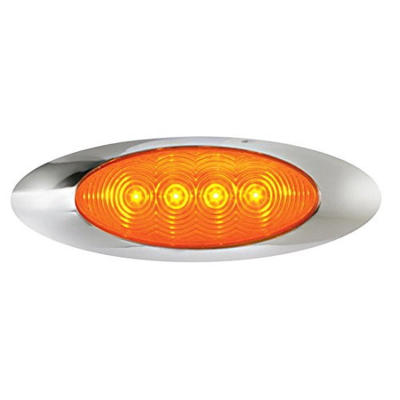 Oval Clearance Marker Lights with Chrome Bezels - AMBER