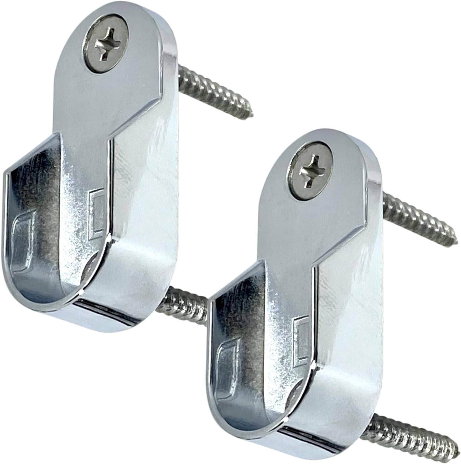 Oval Closet Rod End Supports On Type 15Mm X 30Mm Polished Chrome