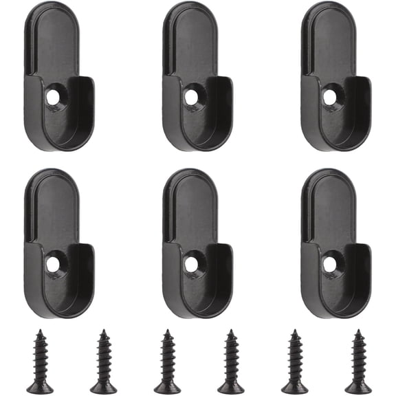 Oval Closet Rod Supports6PCS Wardrobe Bracket Zinc Alloy Closet Rod Holders Wall Mounted Wardrobe Pipe Flange Bracket Curtain Pole End Supports, Black