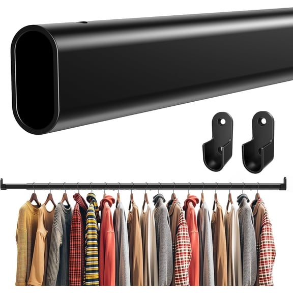 Oval Closet Rod for Hanging Clothes, Adjustable, 18 to 51 in