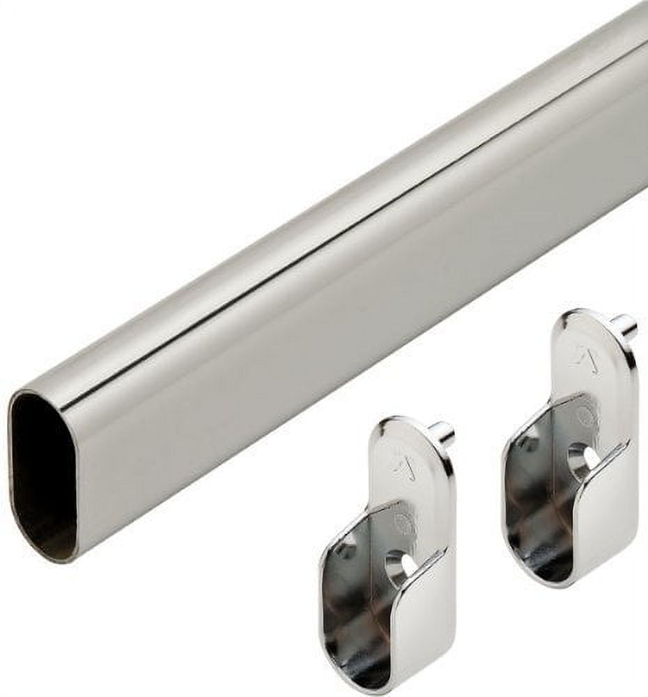 Oval Closet Rod with End Supports (CHROME 24 inch)