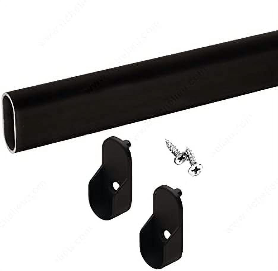 Oval Closet Rod with End Supports (MATTE BLACK 36 inch)