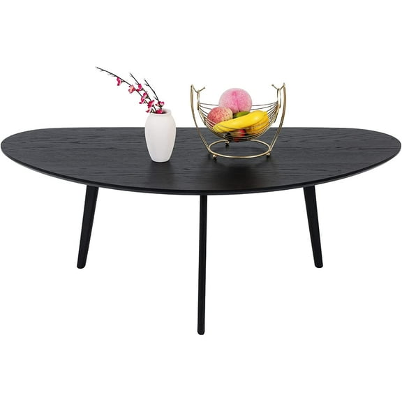 Oval Coffee Table for Small Space , Simple Modern Center Table with OAK Wood LegsH