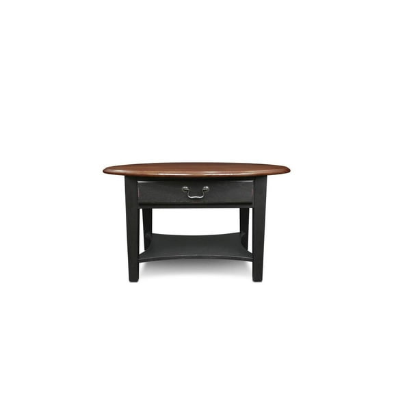 Oval Coffee Table with Drawer - Medium Oak Living Room Accent Table 34.75"W