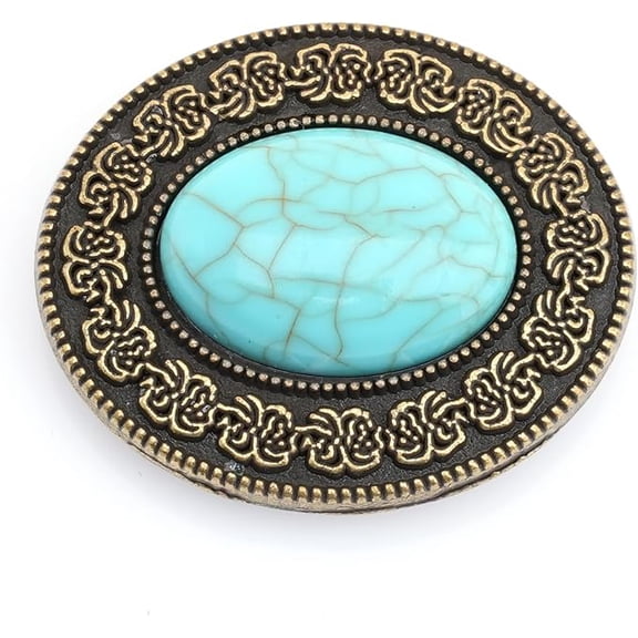Oval Conchos with Turquoise, Antique Brass Finish, Screw Back, 2 Pack (S527)