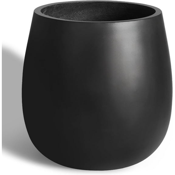 Oval Concrete Planter Outdoor, Large Cement  Pots Indoor for Trees Flowers (Black, 18.5 inch)