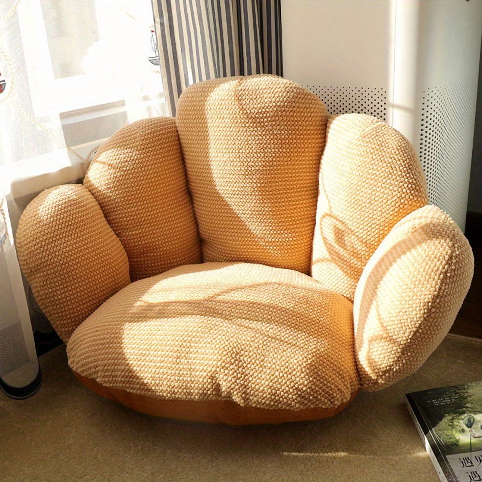 Oval Convertible Futon Cushion - Plush Floor Seat & Stool in Tan ...