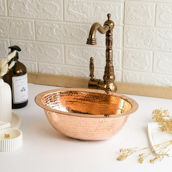 Handmade Oval Copper Drop-In Sink | Dark & Pure Copper Vessel for Kitchen & Bathroom
