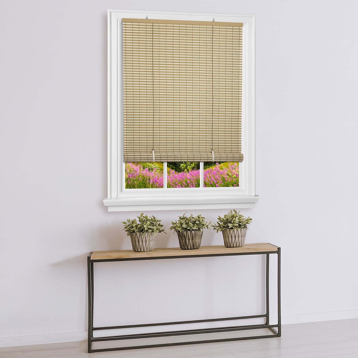 Oval Cordless Light Filtering Window Blinds Roller Shades 30"W x 72"L, Beige