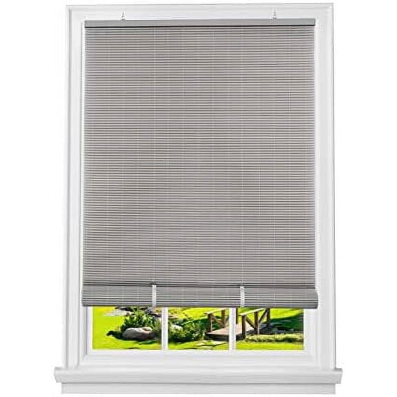 Oval Cordless Rollup Light Filtering Window Blinds Shades: 72" (Width) X 72" (Length), Gray