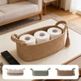 thumbnail image 1 of Oval Cotton Rope Woven Storage Basket, Multipurpose Organizer for Toilet Tank Top, Bathroom Vanity, Countertop & Table, Decorative Hand Woven Bin for Home Toiletries & Sundries Storage, 14*4in, Green, 1 of 6