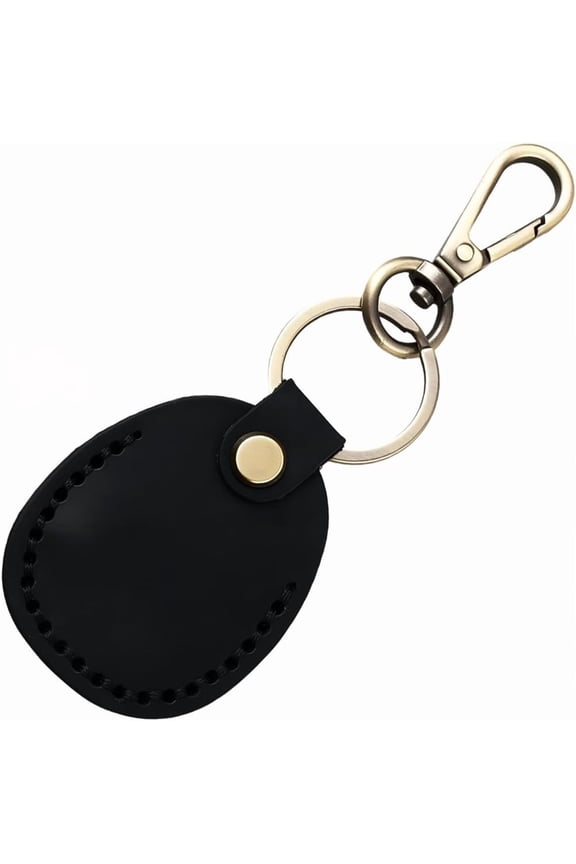 Oval Cowhide Pendant Keychains with Alloy Findings Platinum Black 130mm for DIY