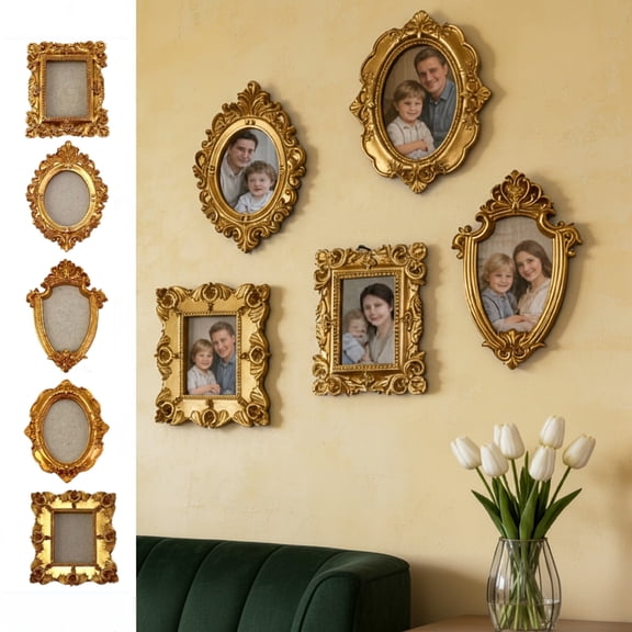 Oval Creative Refrigerator Magnet Magnetic Photo Frame for Metal Doors with Vintage Gold Design for Elegant Home Decor and Kitchen Display