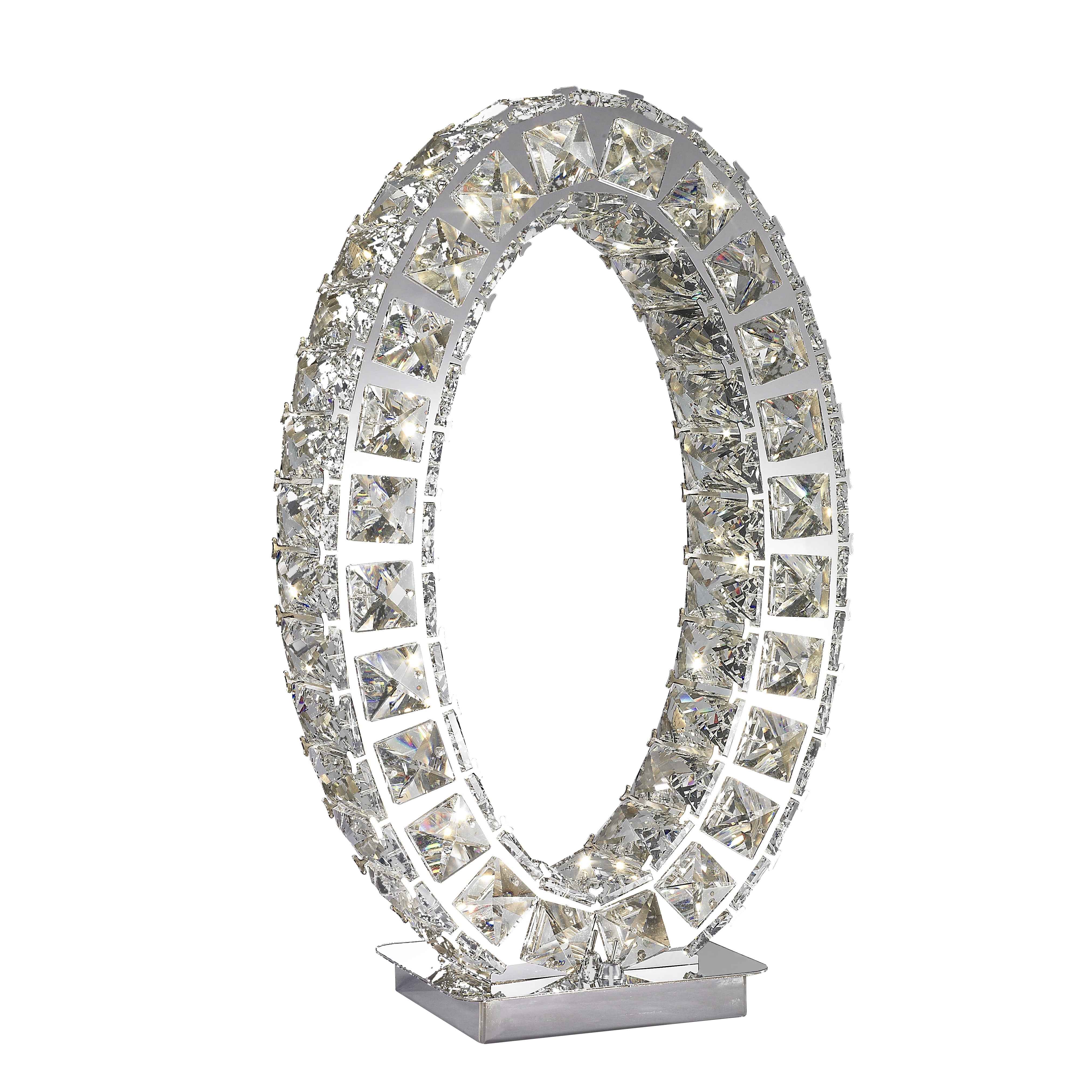 Oval Crystal Extravaganza 20" Chrome LED Table Lamp