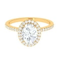 thumbnail image 1 of Rosec Jewels Cubic Zirconia Oval Engagement Ring with Halo - 8X10 mm - 4 Carat - AAAA Quality Certified - With Jewelry Box, 14K Yellow Gold, US 8.00, 1 of 9