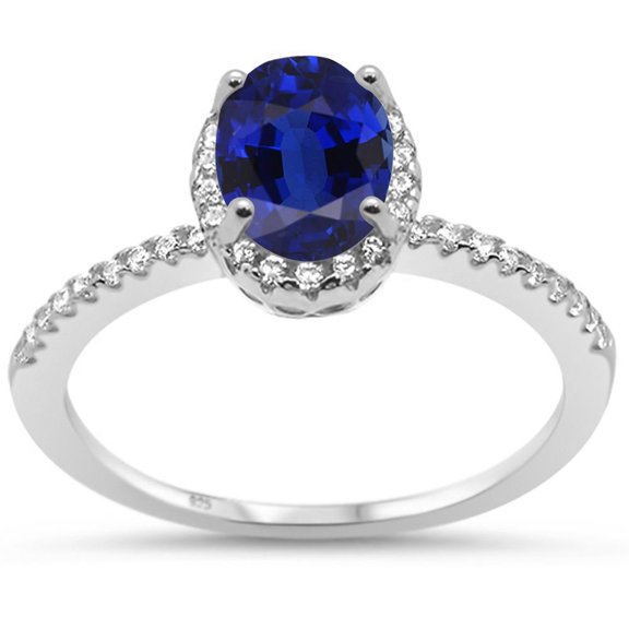 Oval Cubic Zirconia Solitaire Halo Bridal Ring Sterling Silver Size 10