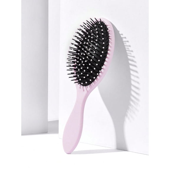 Oval Cushion Detangling Hair Brush, Plastic Massager Brush for All Hair Types, Wet/Dry Use Hair Tool for Salon, Home & TravelPink