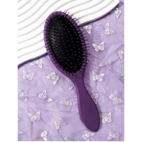 Oval Cushion Detangling Hair Brush, Plastic Massager Brush for All Hair Types, Wet/Dry Use Hair Tool for Salon, Home & TravelPurplr